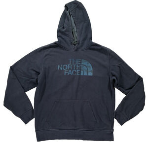 The North Face Hoodie Mens M Blue Navy Camo Half Dome Pullover Hike Outdoors